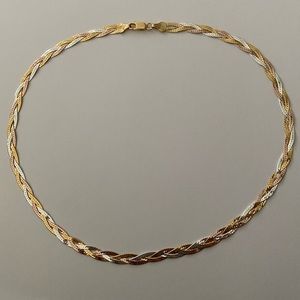 925 silver necklace 3 color gold plated 5mm wide